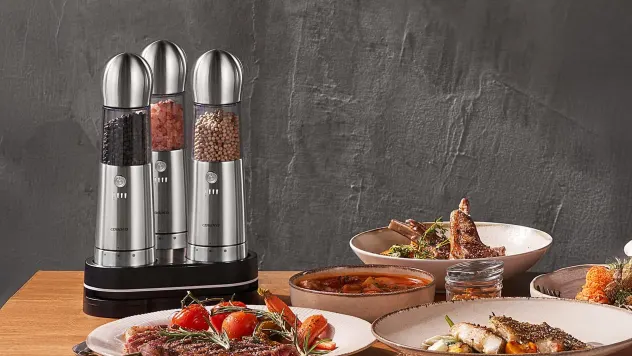 COSPRO 3-Piece Electric Salt and Pepper Grinder Set