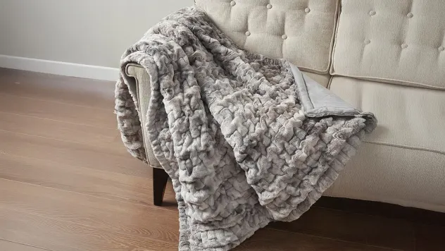 Alpine Valley Ruched Faux Fur Throw