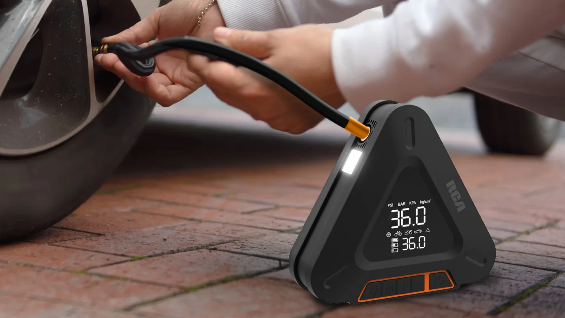 RCA Rechargeable Tire Inflator and Multifunction Emergency Tool