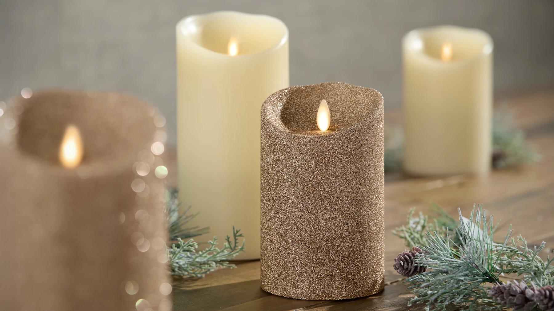 Luminara 4-Piece Flameless Smooth & Glitter Candles