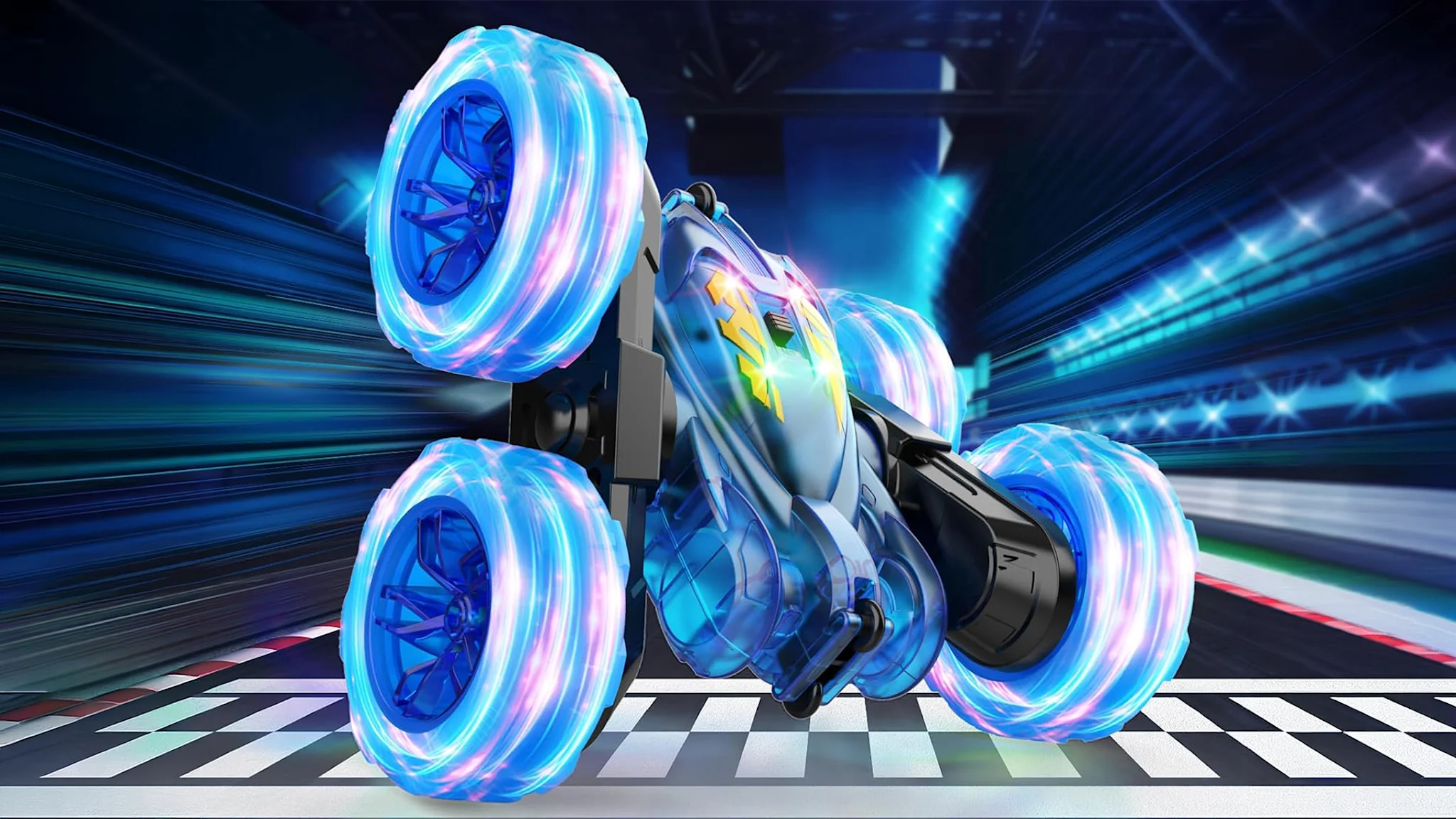 2-Pack: RacingFun Remote Control Double-Sided Stunt Cars with Lights