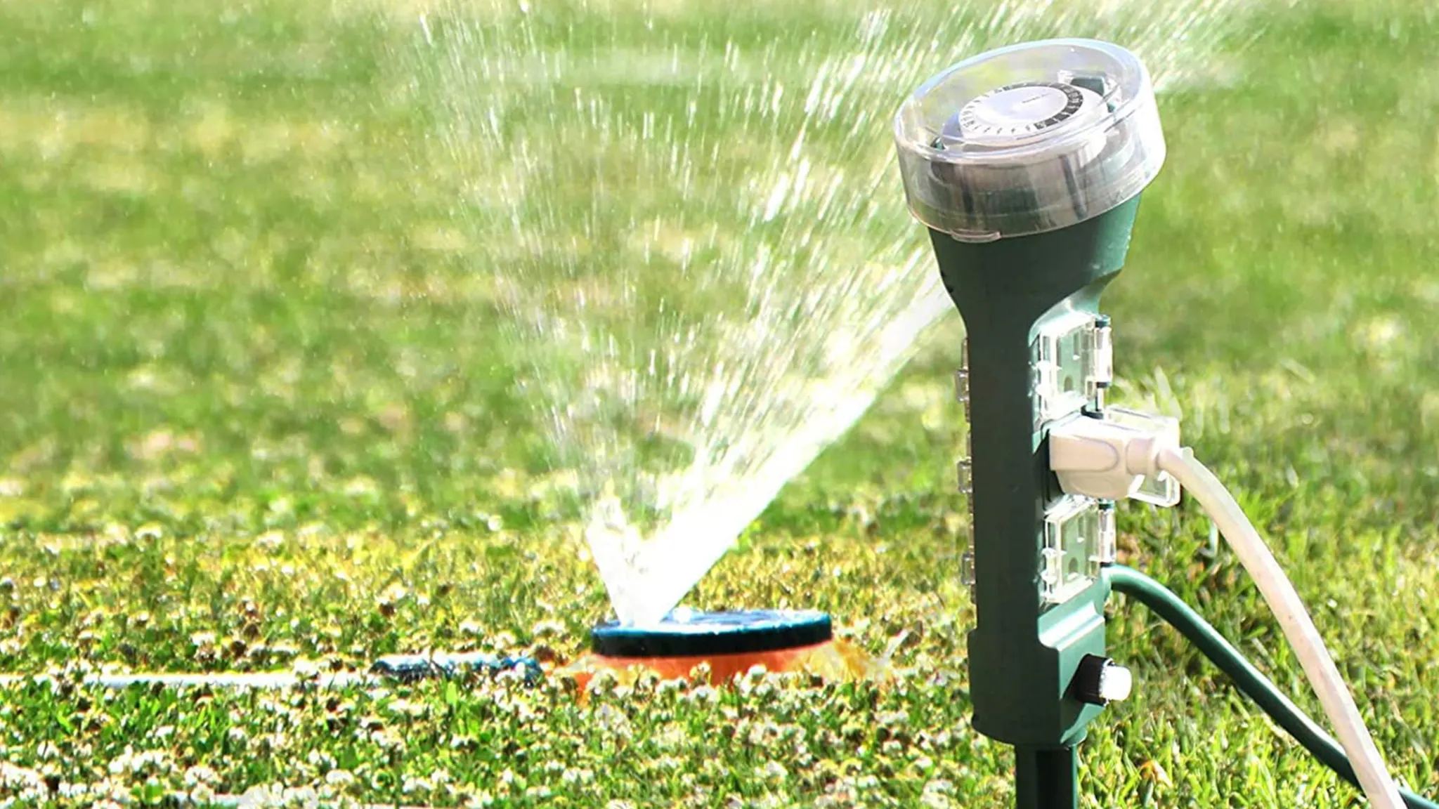 2-Pack: ClearPower Outdoor Power Strip Yard Stake Programmable Mechanical Timer