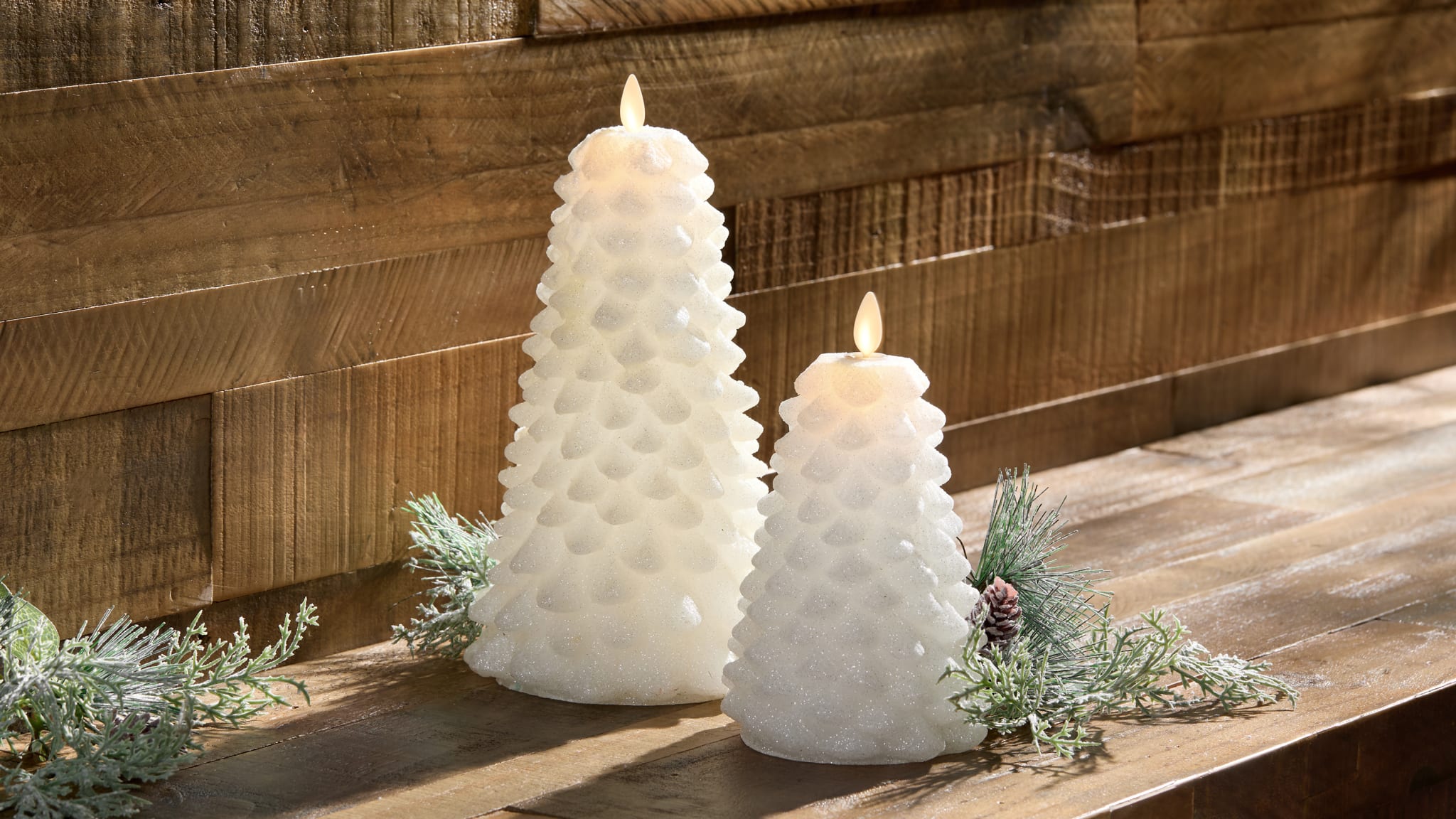 Martha Stewart by Luminara 6" & 9" Glitter Holiday Tree Candles with Remote