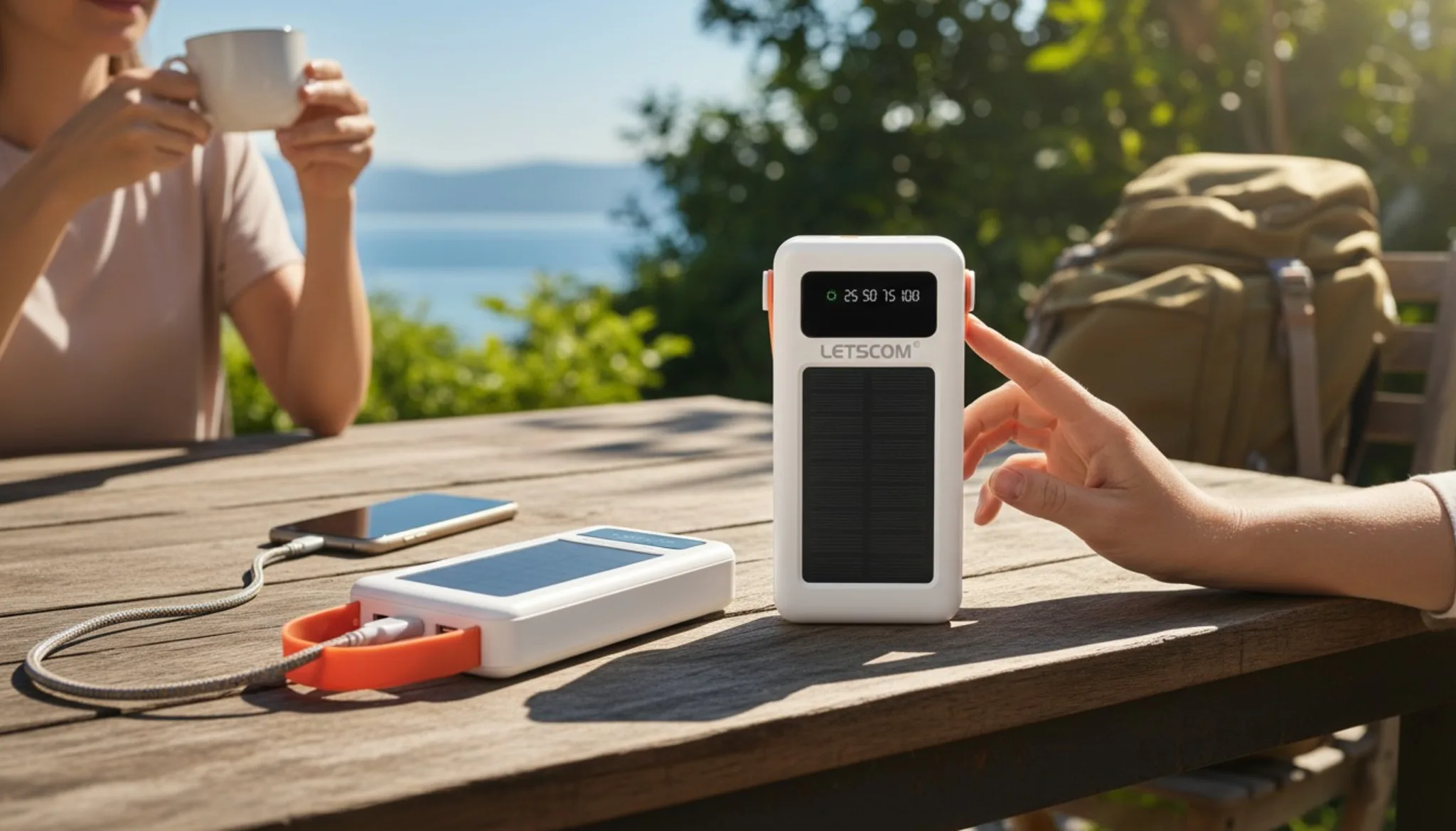 2-Pack: Letscom 30,000mAh Mobile Power Banks w/ 4 Built-in Cables & Solar Panel