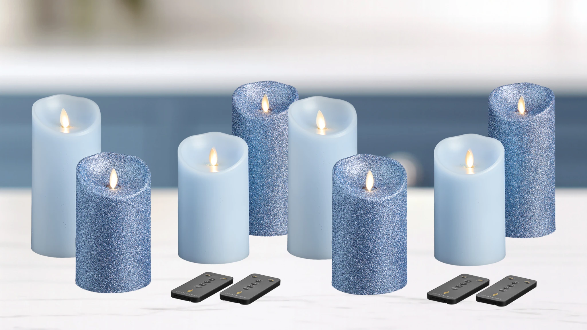 Luminara 8-Piece Flameless Smooth & Glitter Candles