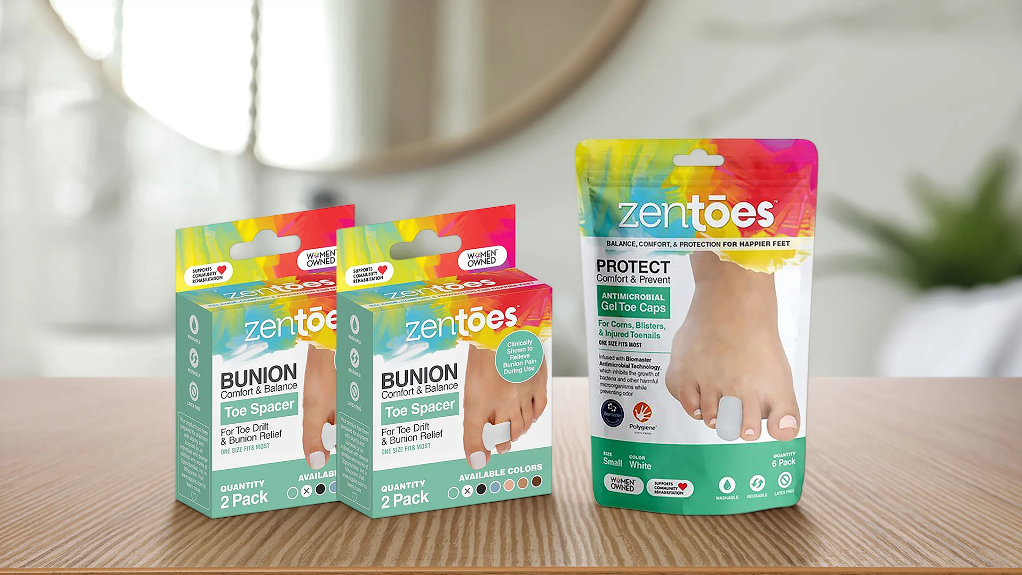 10-Pack: ZenToes Toe Separators & Bunion Correctors + Gel Toe Caps