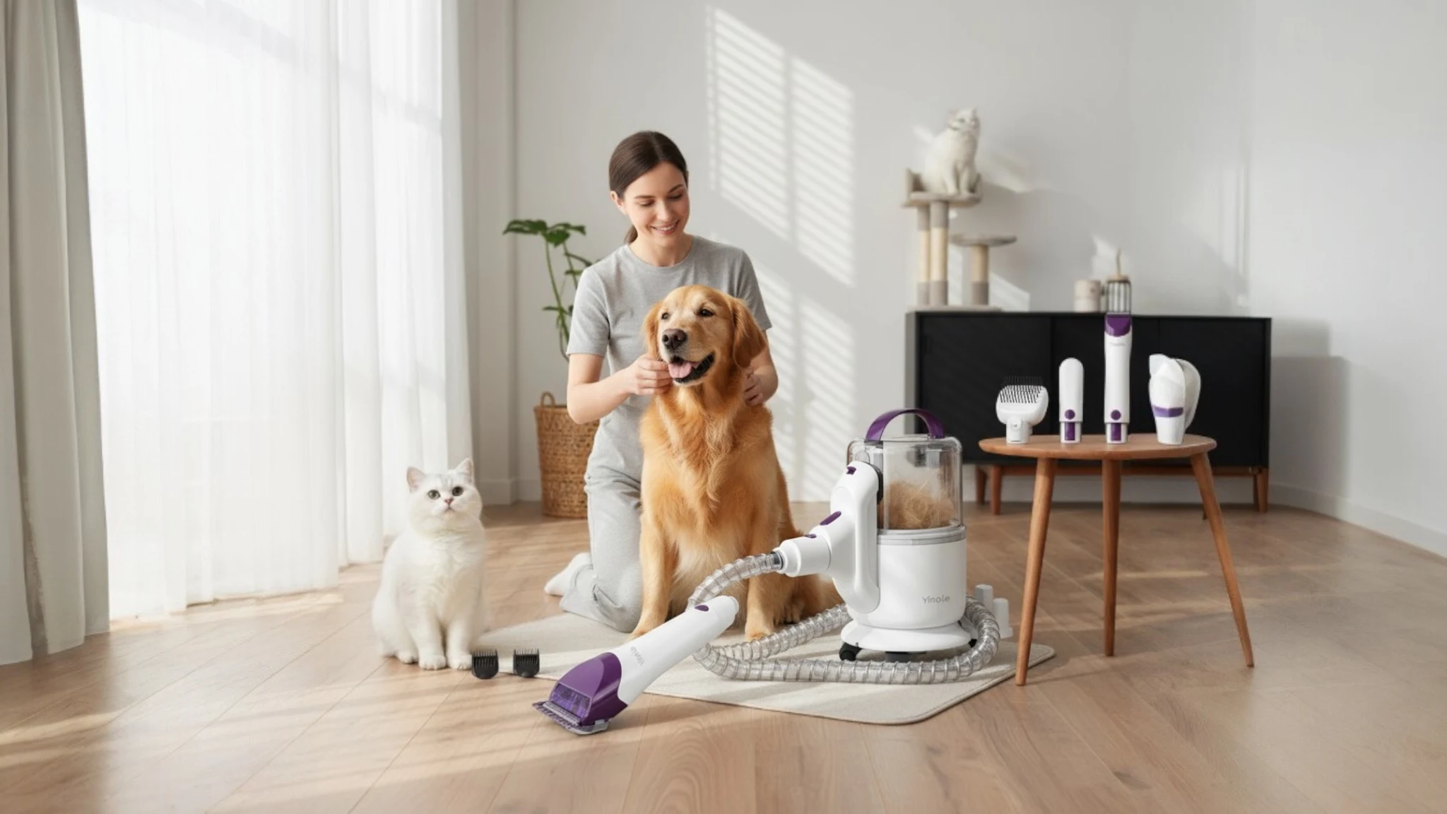 Yinole Pet Grooming Vacuum W 2.5L Dustbin Capacity