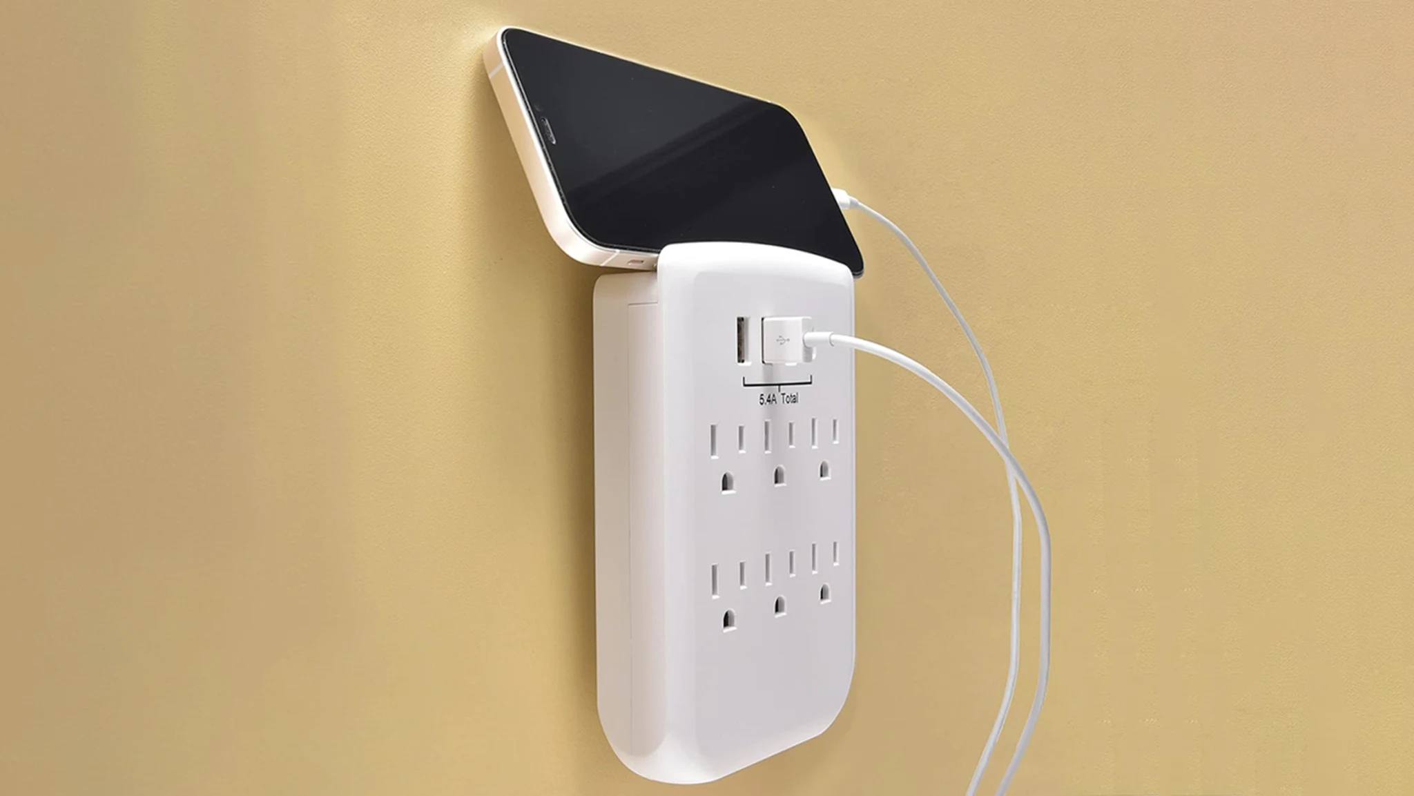 4-Pack: Clear Power 6-Outlet Wall-tap with 3 USB-A and 1 USB-C