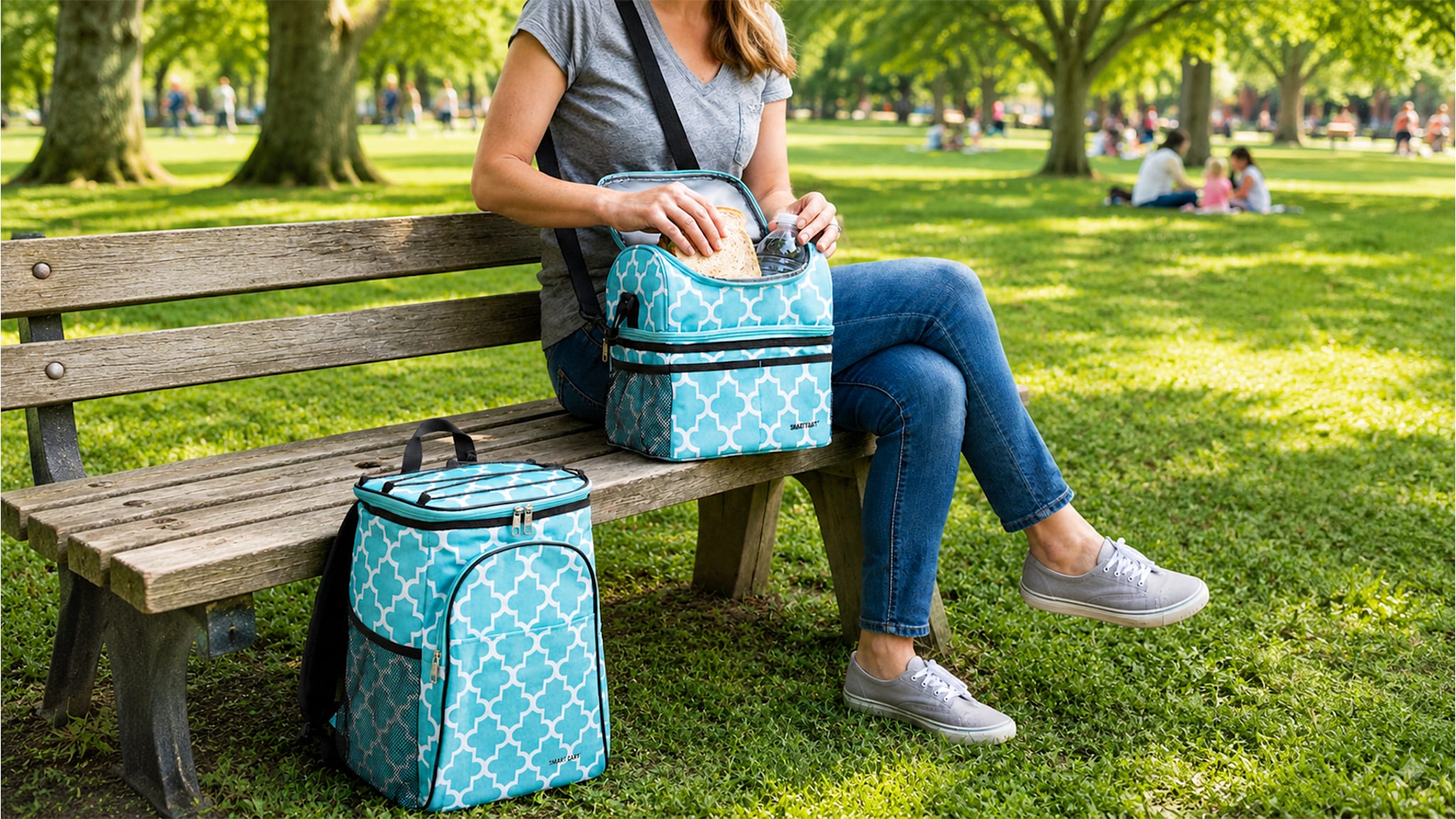 Smart Cart Insulated Cooler Backpack and Lunch Bag Bundle
