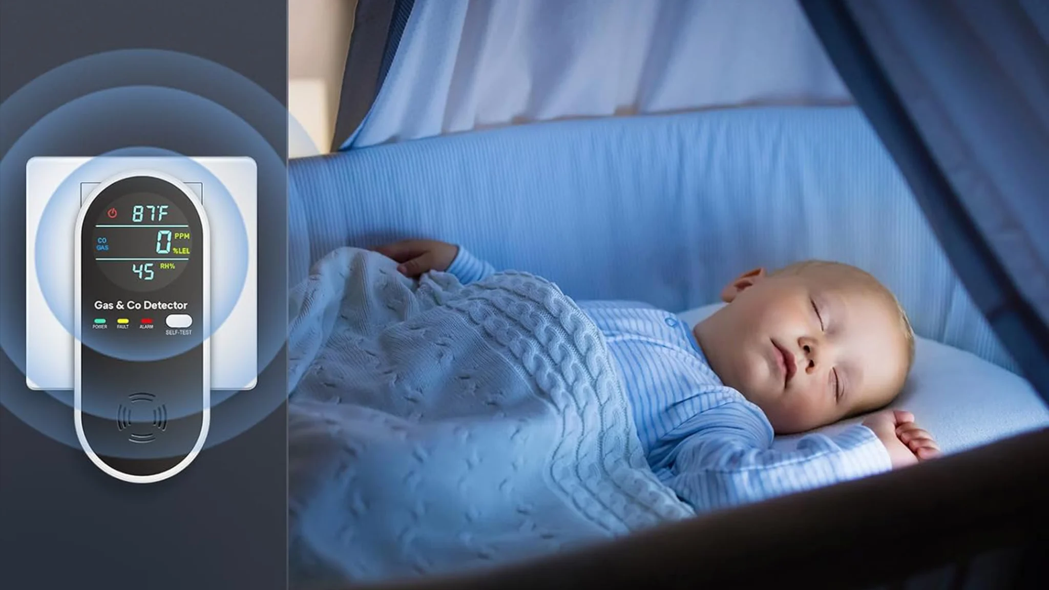 2-Pack: Hakol 4-In-1 Upgraded Natural Gas Leak & Carbon Monoxide Detector