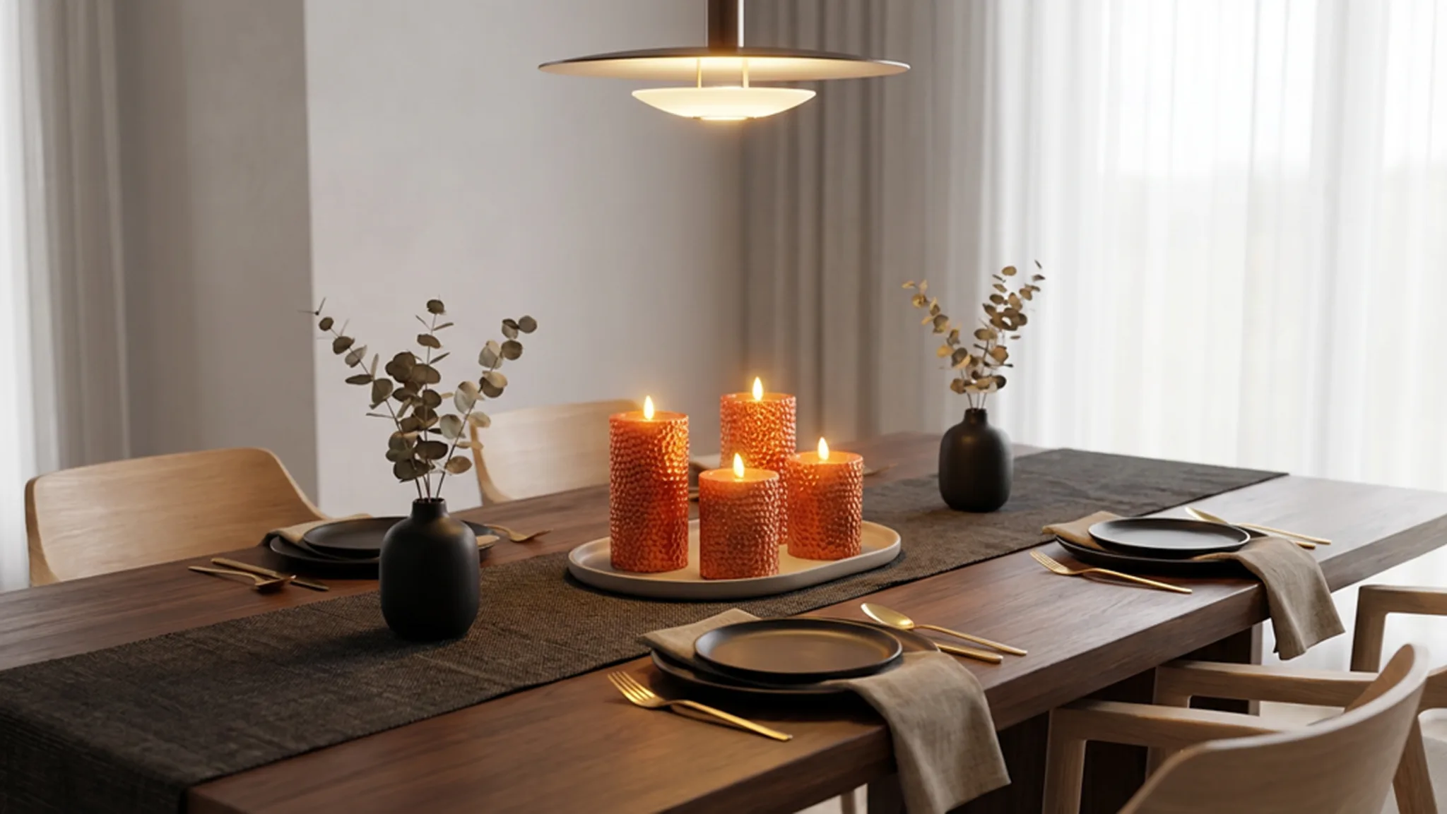 Luminara 4-Piece Metal Hammered Flameless Candle Set