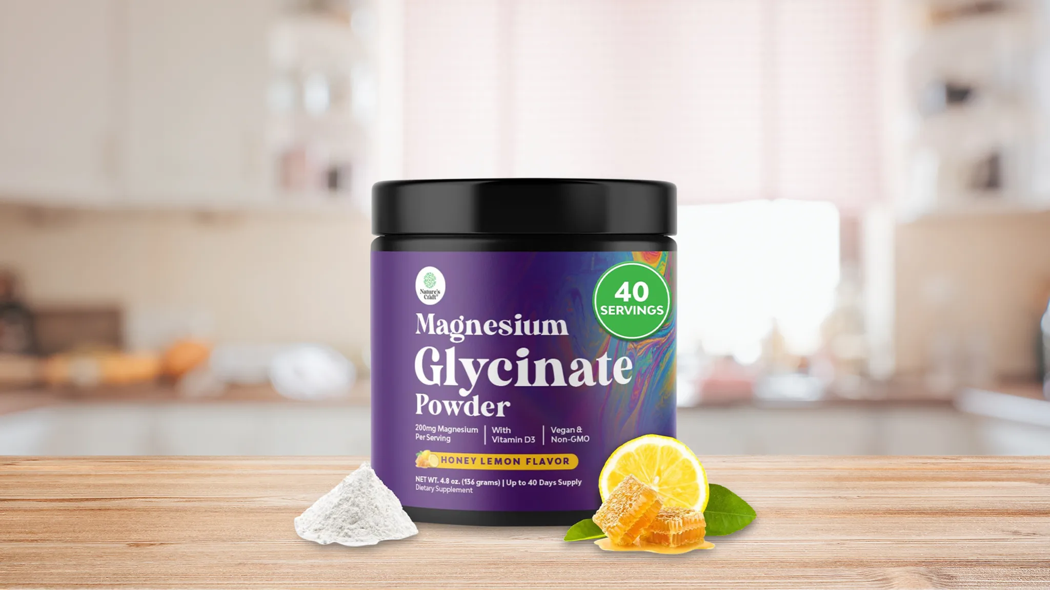 3-Pack: Nature's Craft Magnesium Glycinate Powder (120 Servings)