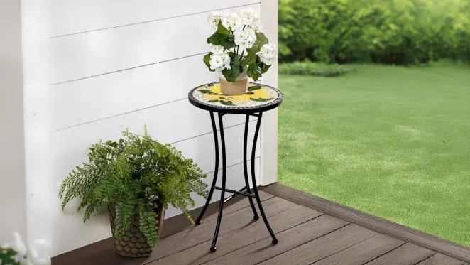 The Artisan Crafted Sunflower Mosaic Plant Stand