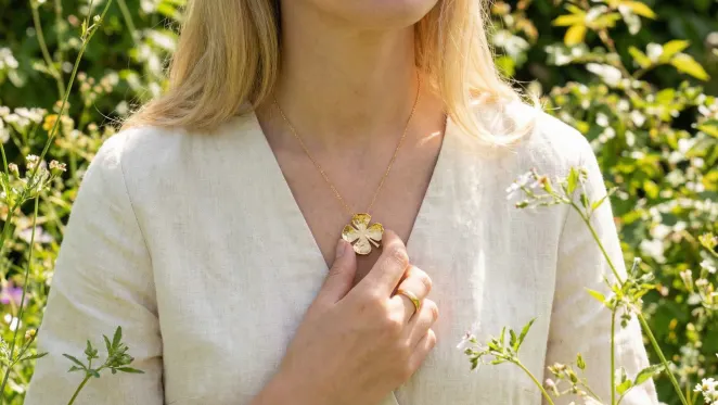 The Gilded Genuine Four Leaf Clover Pendant