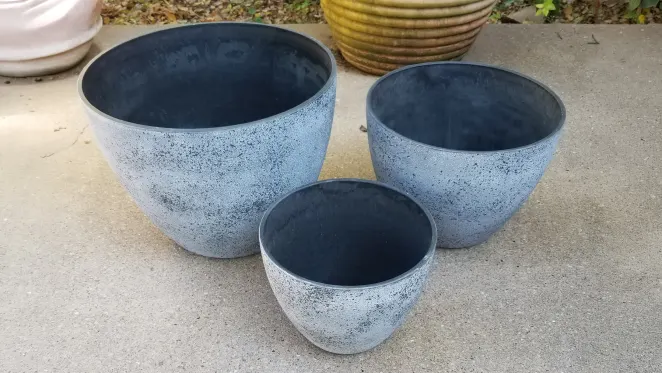 The Speckled Gray Three-Piece Planter Set
