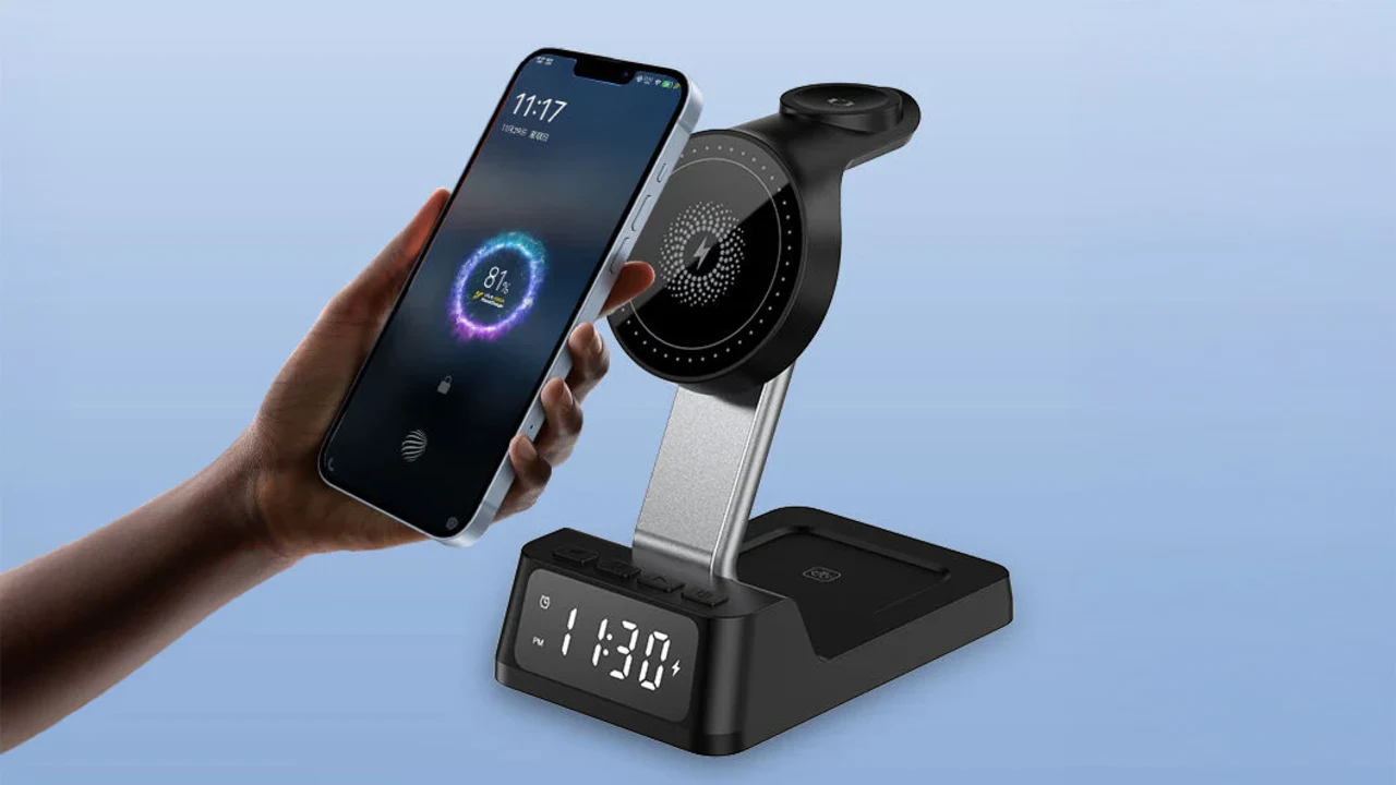 Infinite Basics 4-In-1 Wireless Charging Station with Alarm Clock