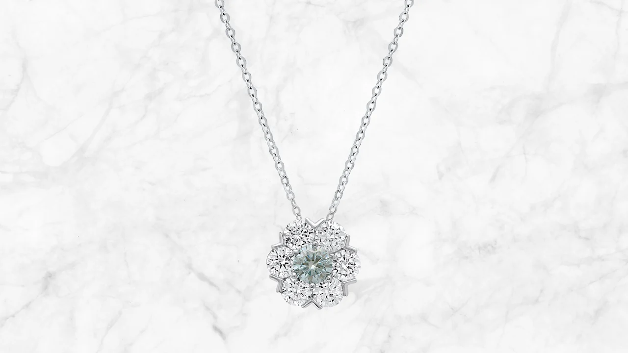 Saffron 2.0 Carat TW Floral Cluster Moissanite Pendant Sterling Silver Necklace