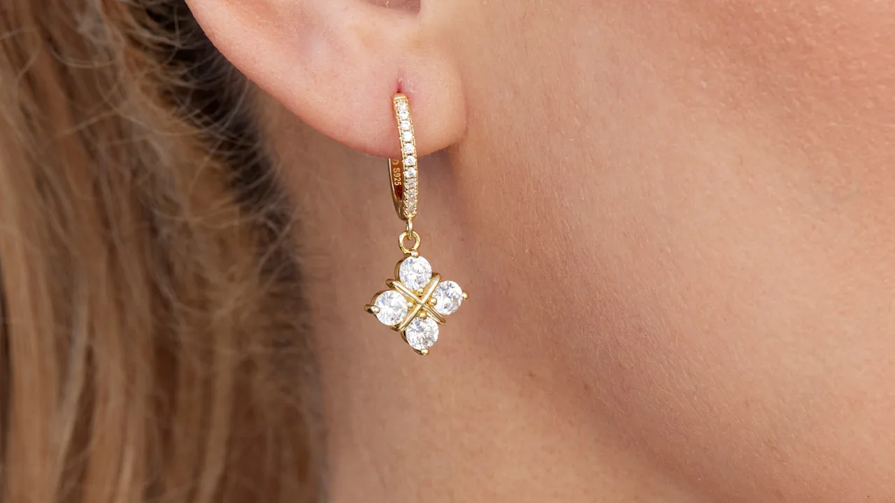 Savvy Cie  Cubic Zirconia Quatrefoil Drop Earrings