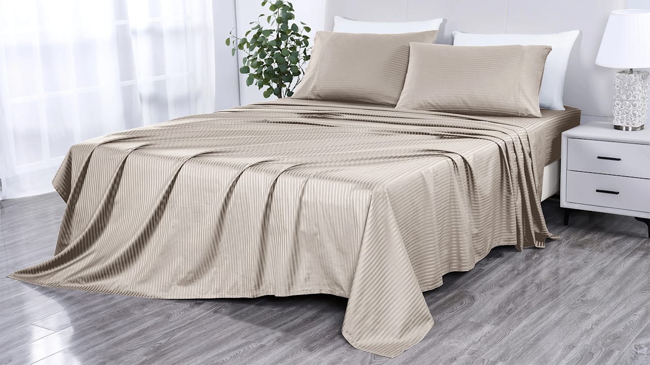 Kathy Ireland 500 Thread Count Damask Stripe Optifit Sheet Set