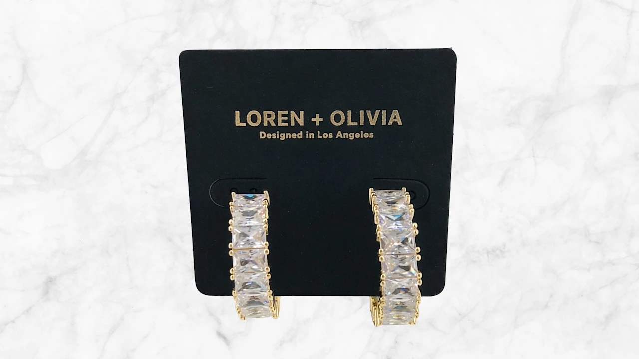 LOREN + OLIVIA CZ Baguette Hoop Earrings