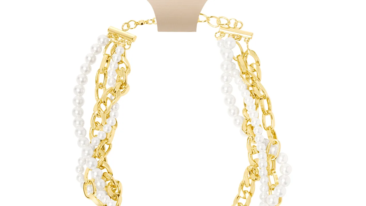 Martha Stewart Four Twisted Strand Pearl and Chain Necklace Gold 18-21"