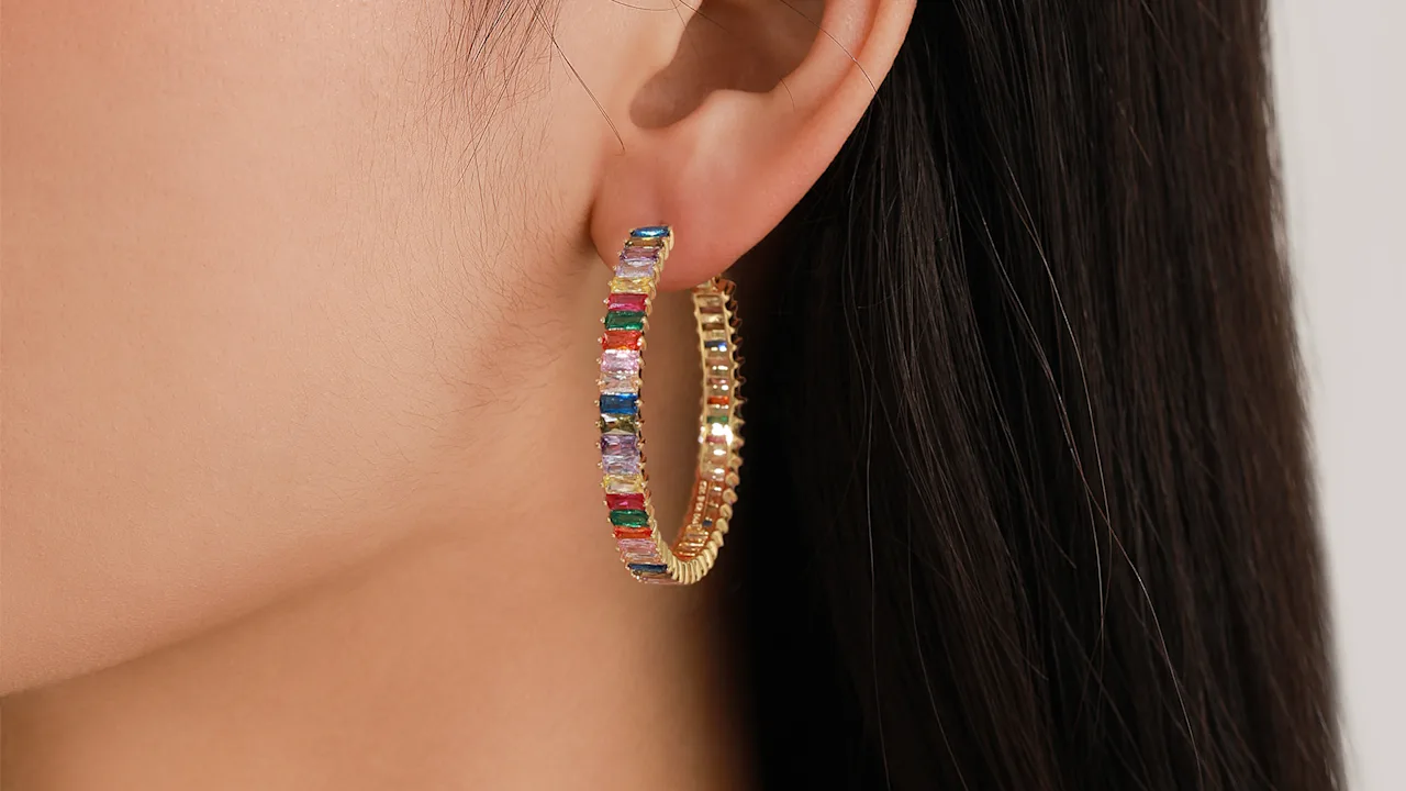 Rachel Glauber Lustre Bloom Statement Hoop Earrings
