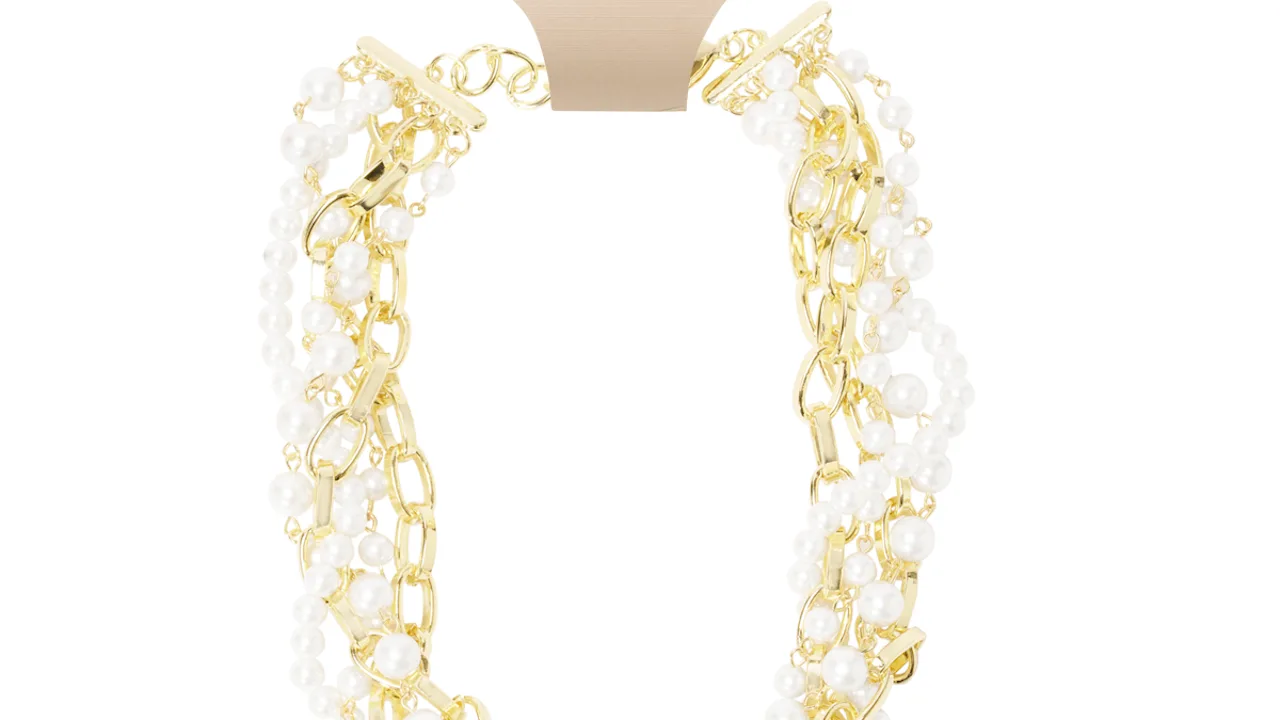 Martha Stewart Five Strand Pearl and Chain Twisted Gold Necklace