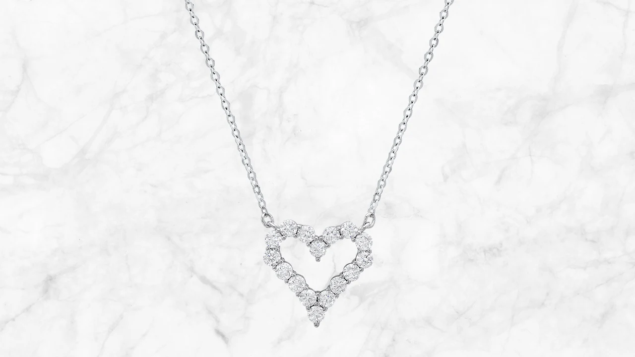 Saffron 0.5 Carat TW Moissanite Open Heart Pendant Sterling Silver Necklace