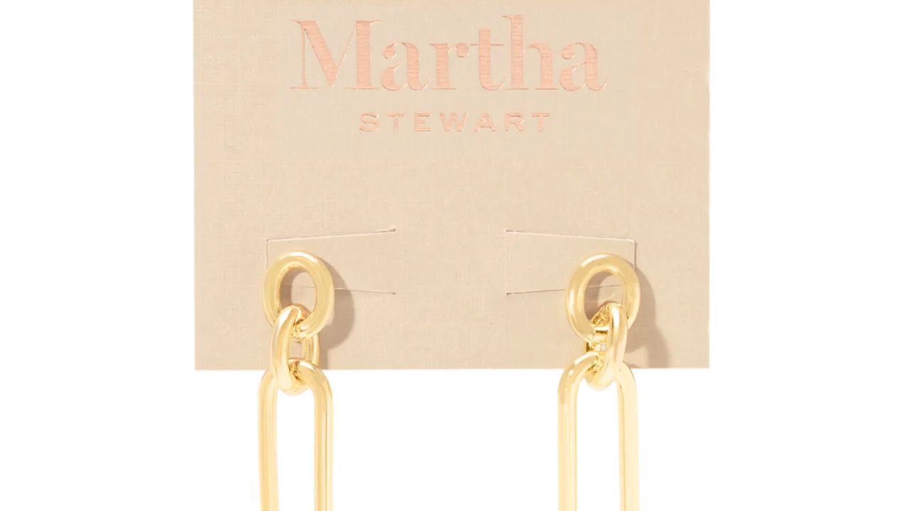 Martha Stewart 2" Beaded Gold Hoop Earrings