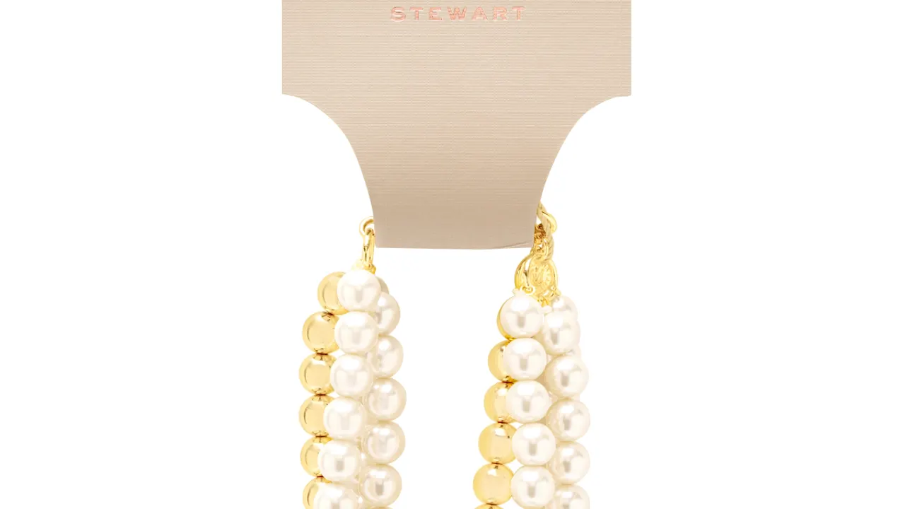 Martha Stewart Four Strand Pearl and Gold Ball 7" Bracelet