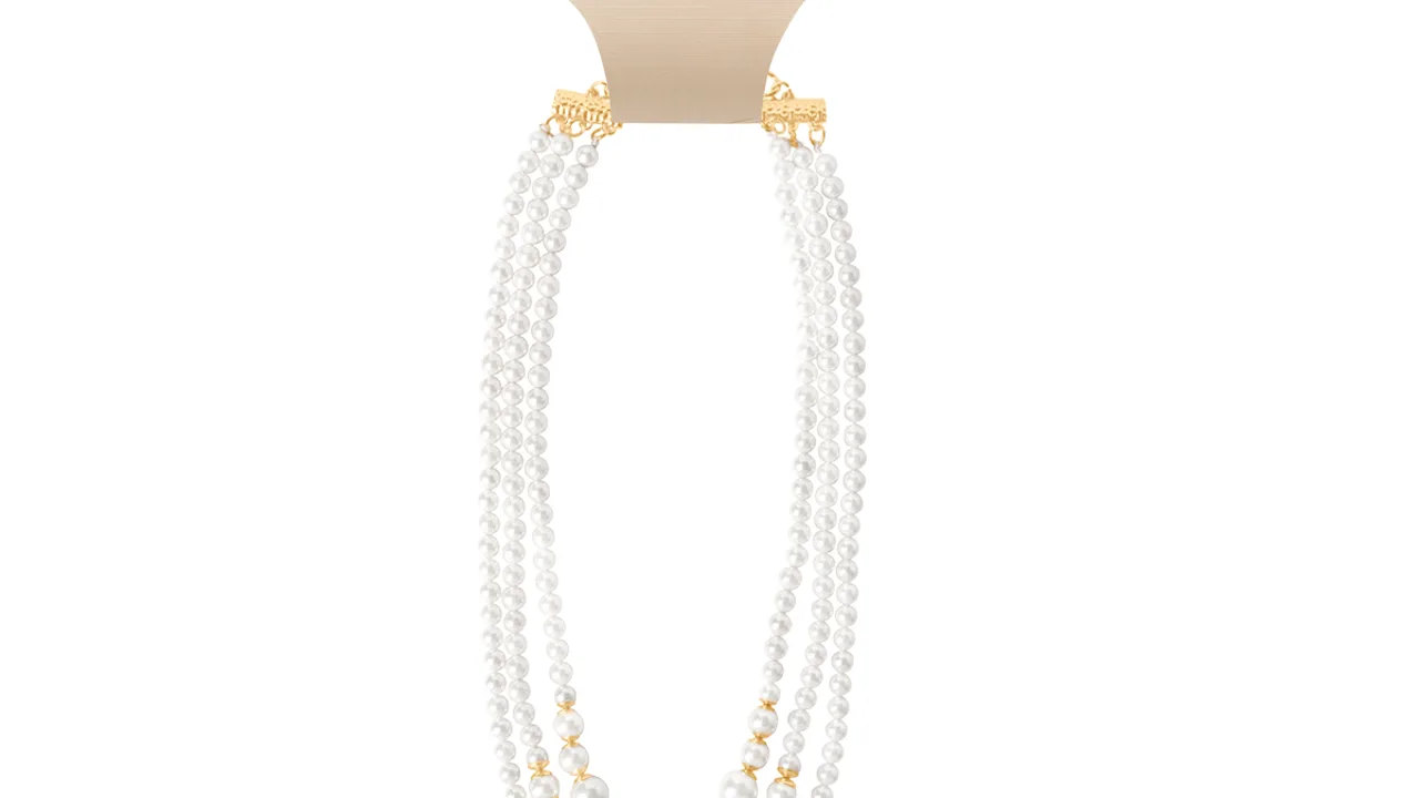 Martha Stewart Three Strand Pearl Gold Necklace