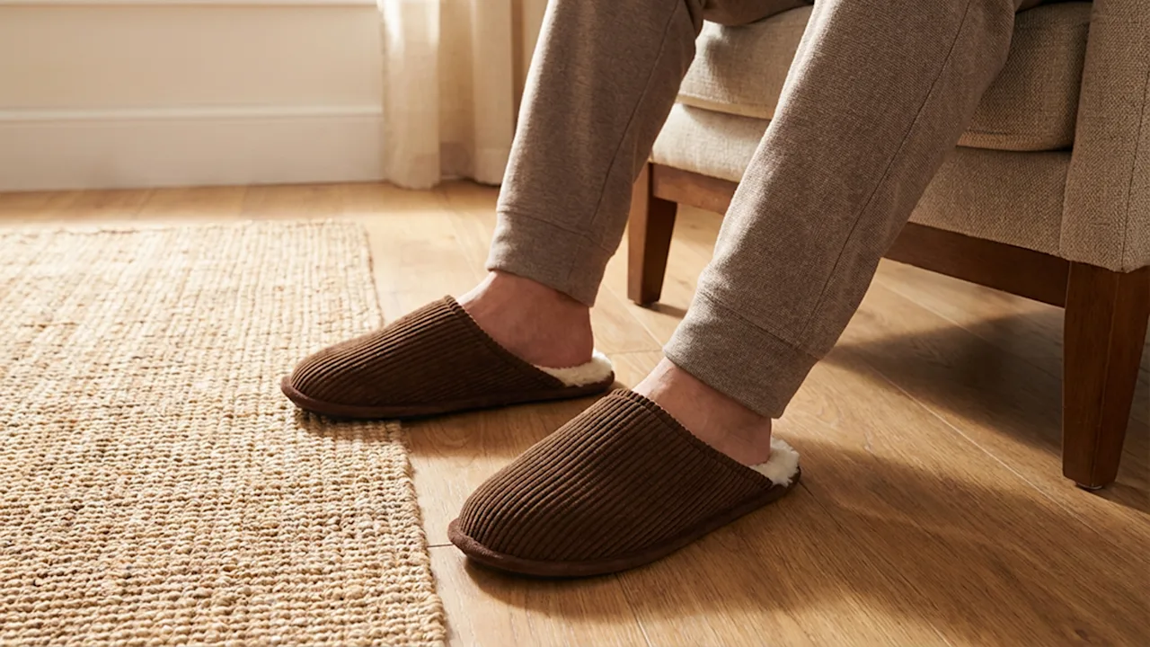 Floopi Mens Corduroy Scuff Slippers