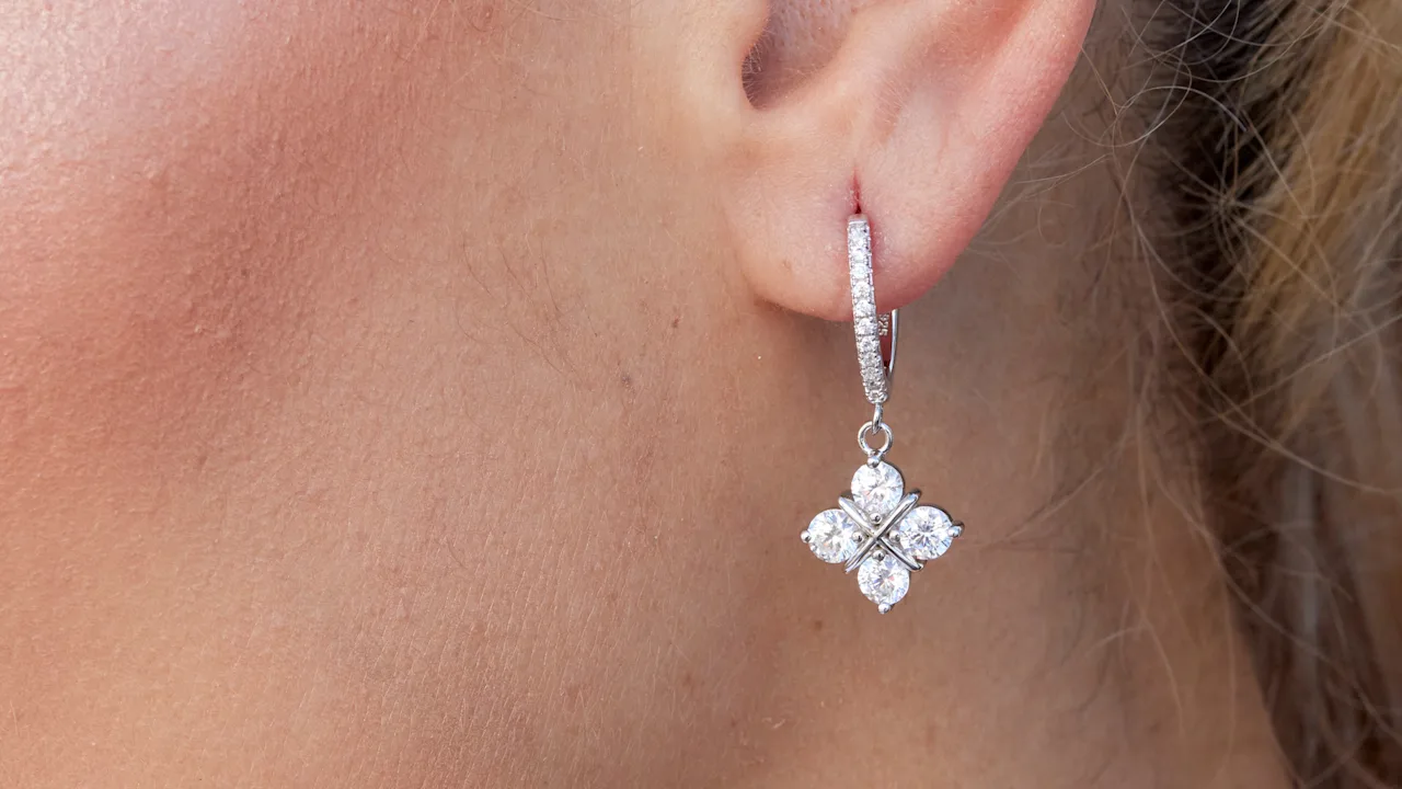 Savvy Cie Cubic Zirconia Quatrefoil Drop Earrings