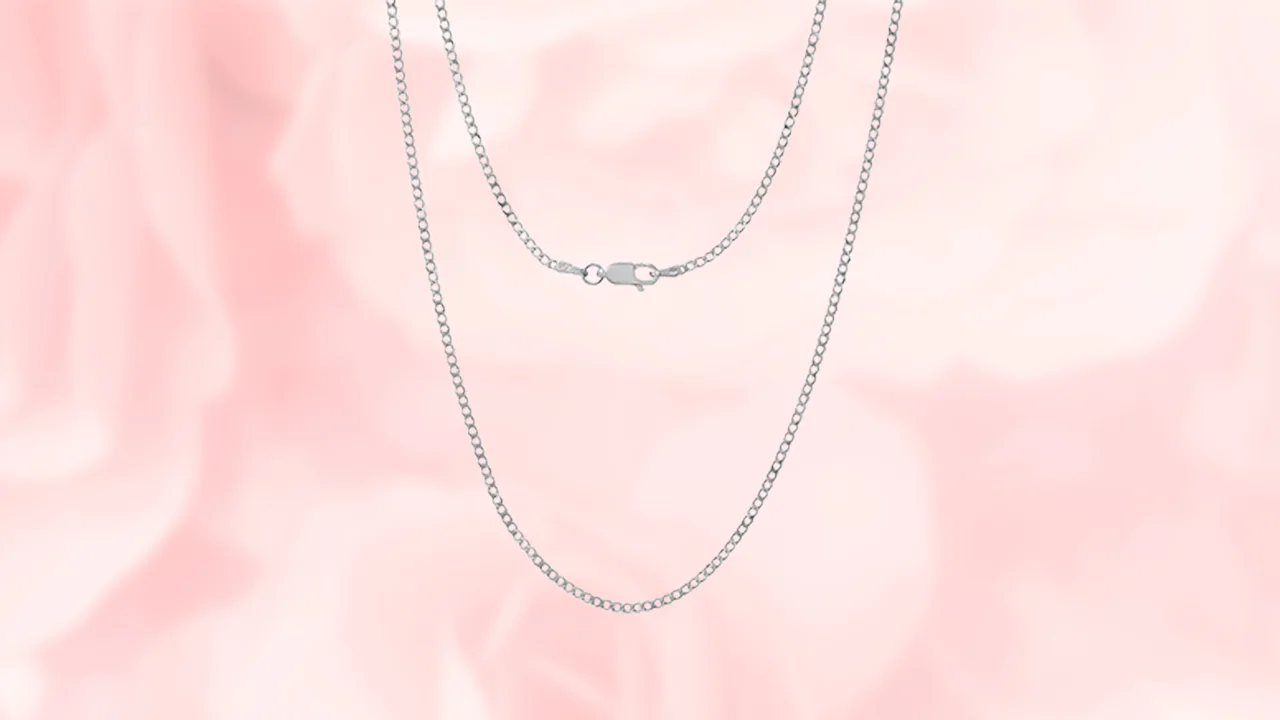 Steeltime Unisex Sterling Silver Cuban Super-flat Chain Necklace