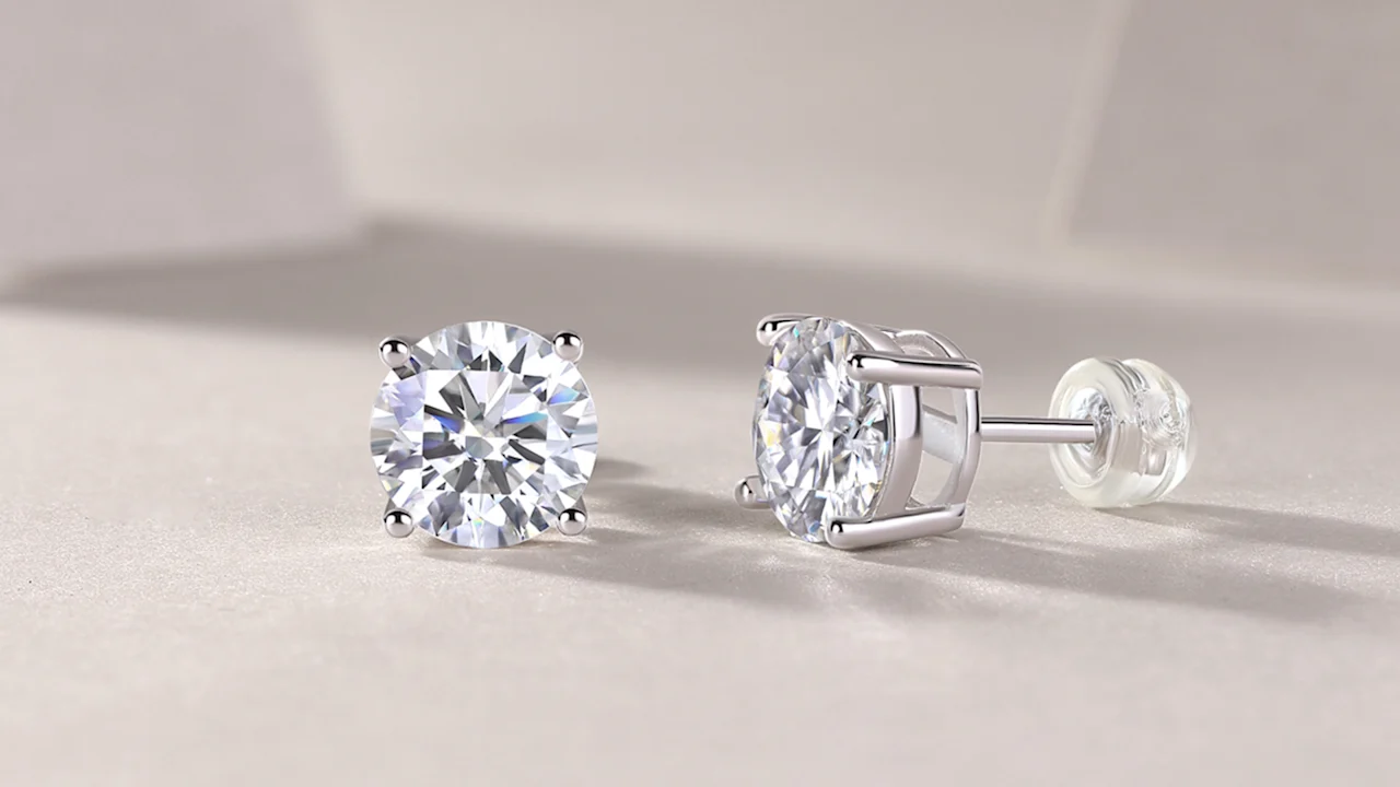 Saffron Moissanite Stud Earrings
