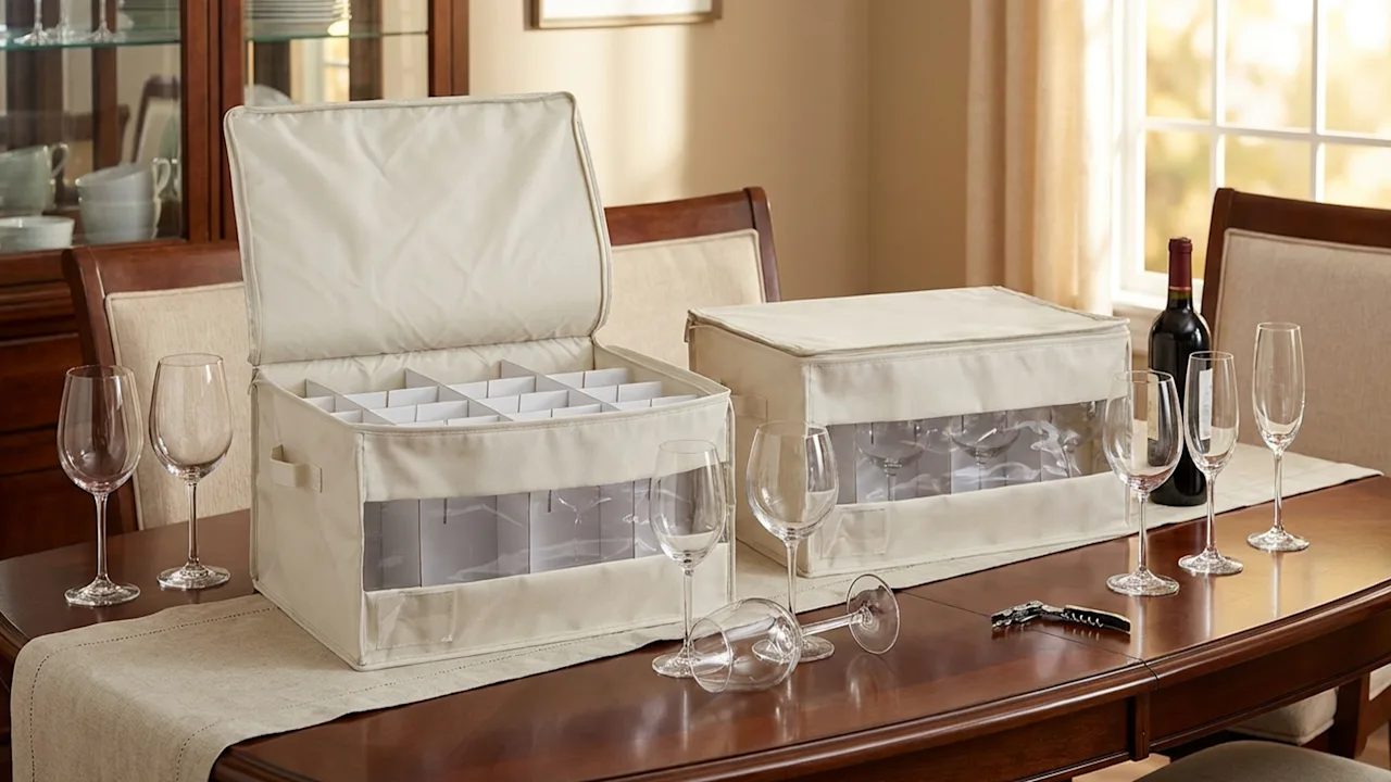 Honey-Can-Do 2-Piece Stemware Storage Boxes