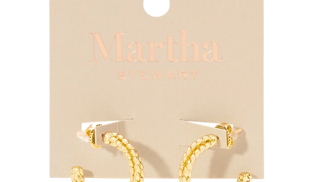 Martha Stewart 1" Beaded Gold Hoop Earrings
