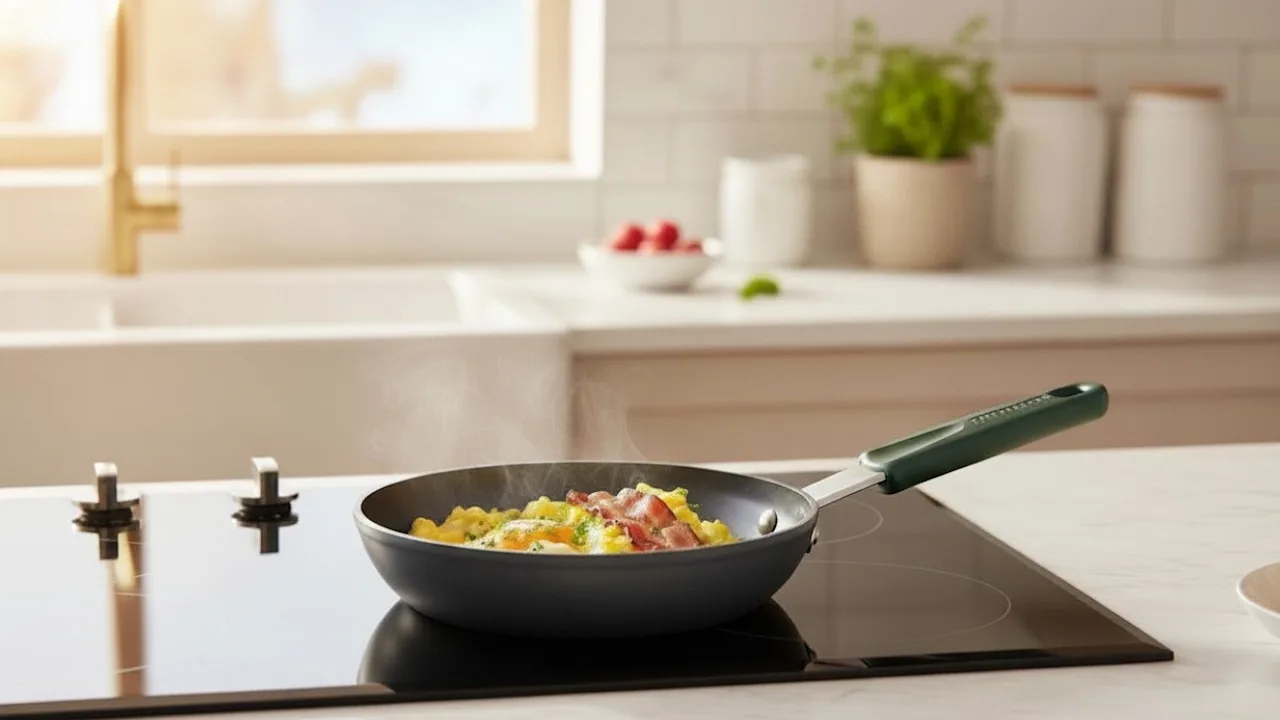 MasterPan Ceramic Nonstick 8" Frypan & Skillet with Chef's Handle