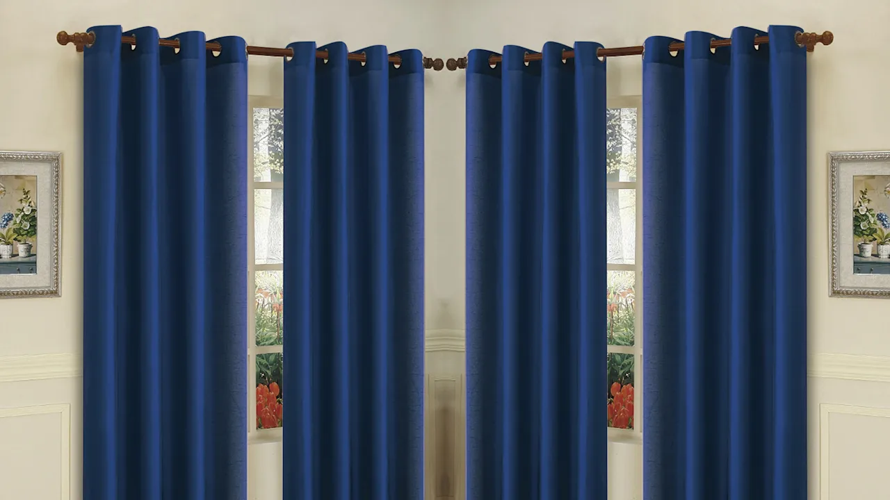 J&V Textiles Mira Set of 4 Faux Silk Grommet Panel Curtains
