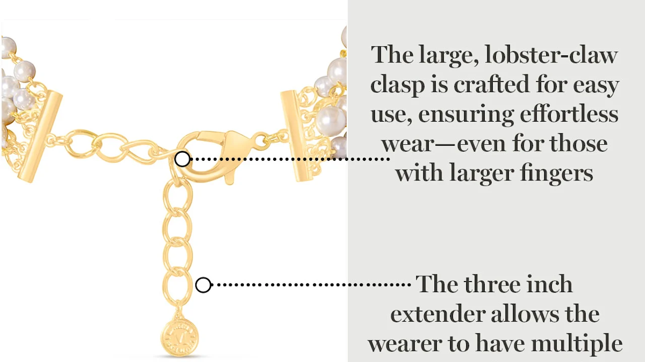 Martha Stewart Five Twisted Strand Pearl and Chain Gold Necklace