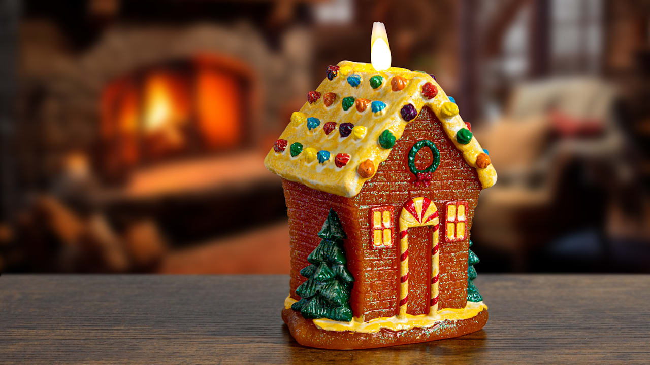 Unmatched 6" 3D Flame Christmas Cottage Candle