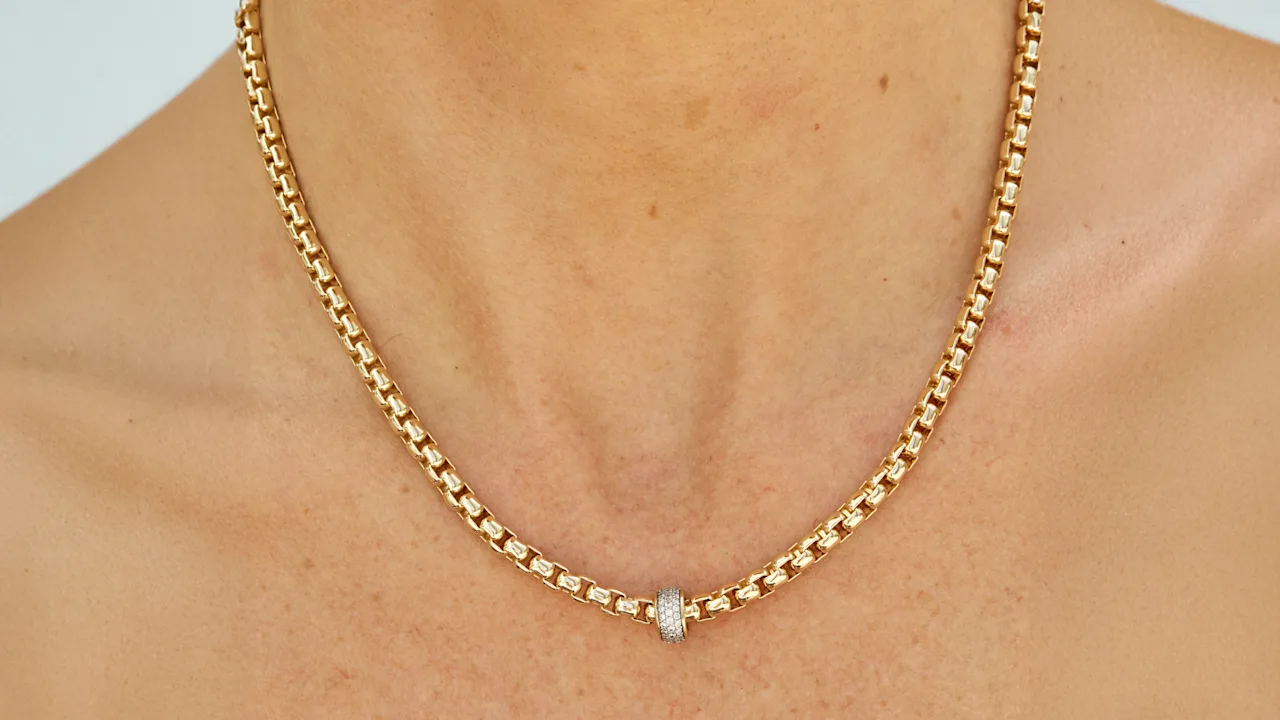 Savvy Cie Italian Design Chain Necklace with Pave Rondelle