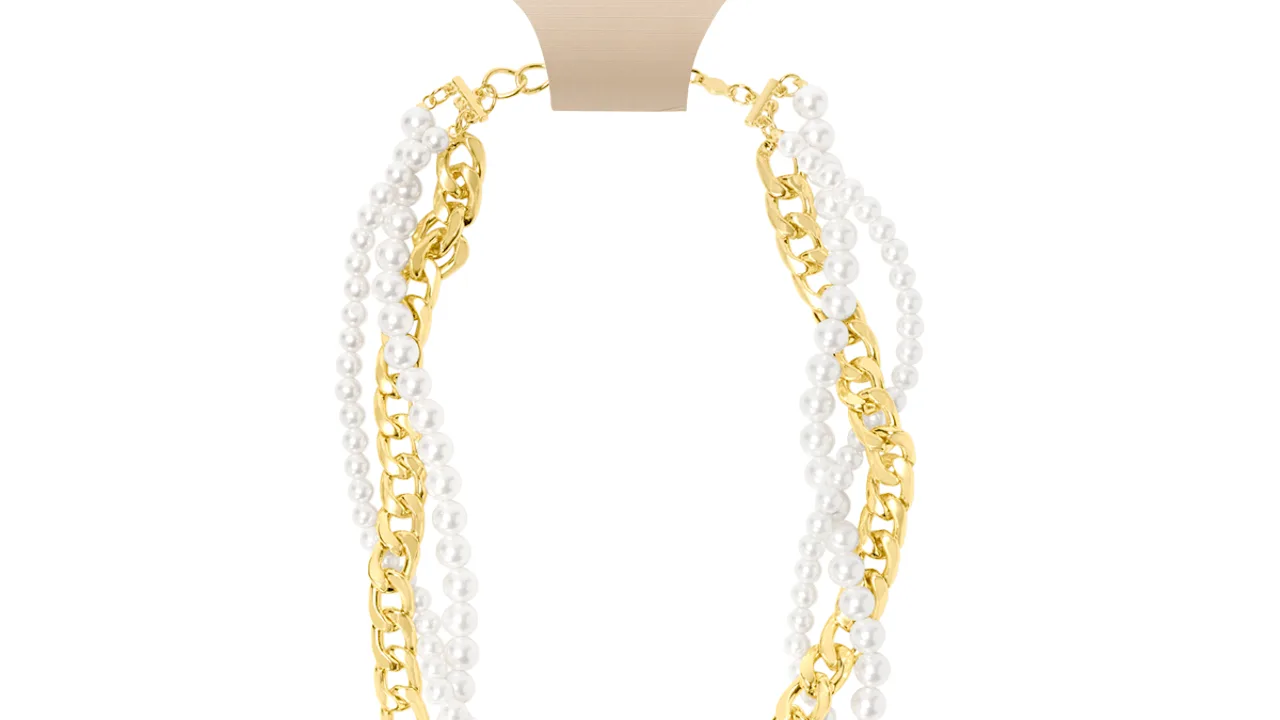 Martha Stewart Four Twisted Strand Pearl and Chain Gold Necklace 20-23"