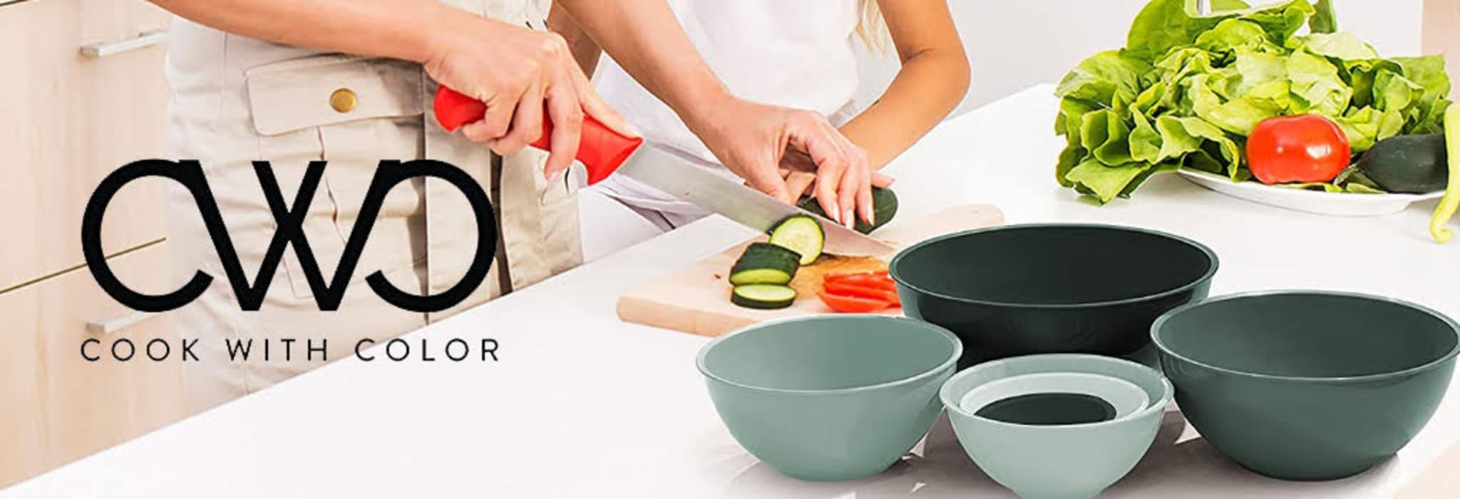 MorningSave: Cook with Color 4-Piece Bowl Set with 5-Piece Utensil Set