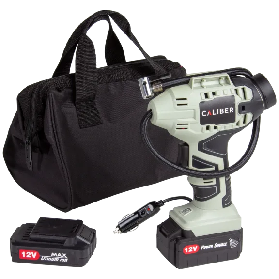 Caliber 12 Volt Cordless Inflator with Bag and Battery