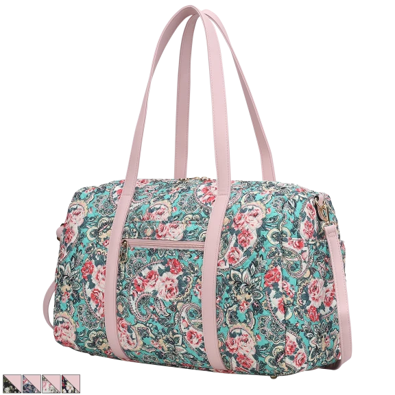 MKF Collection Khelani Quilted-Cotton Botanical Pattern Duffle Bag By Mia K