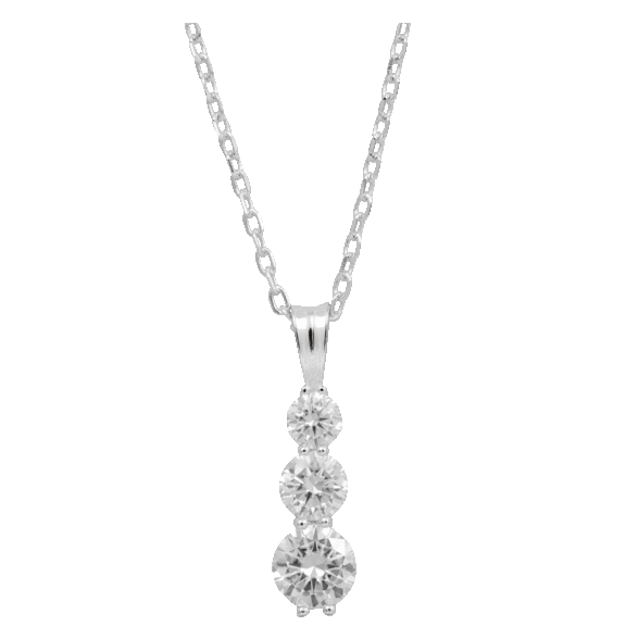 Savvy Cie 1 1/2 Carat TW Moissanite Three Stone Necklace in Sterling Silver