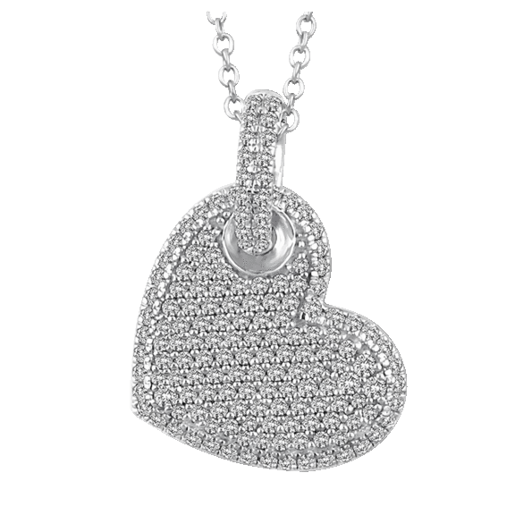 Niss & Niflaot 18K Carat TW White Gold Plated Diamond Heart Necklace
