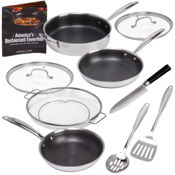 Copper Chef Set of 10 Non-Stick Stainless Steel Cookware