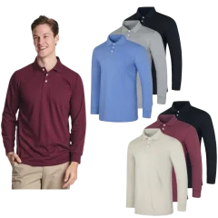 6-Pack: Nextex Mens Cotton Jersey Long-Sleeve Polo Shirts